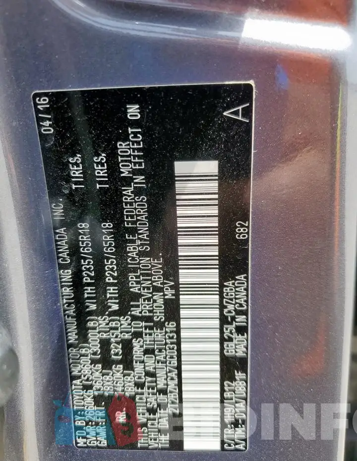 2T2BZMCA7GC031316 Photo# 14