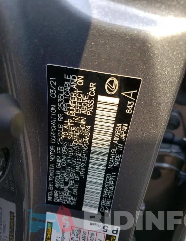 JTHP9JBH1M2046894 Photo# 12