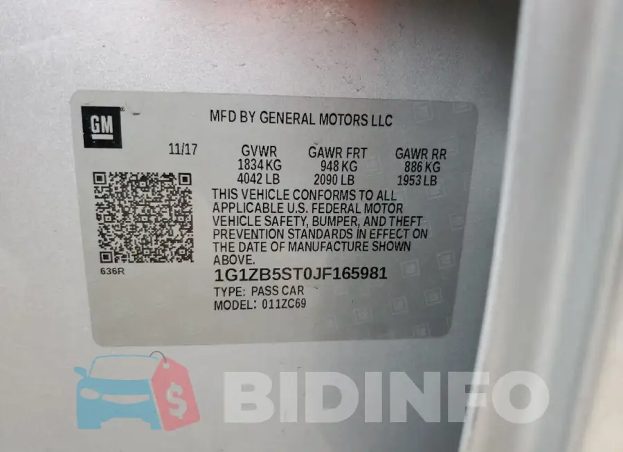 1G1ZB5ST0JF165981 Photo# 12
