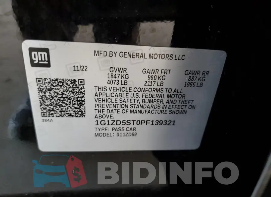 1G1ZD5ST0PF139321 Photo# 12