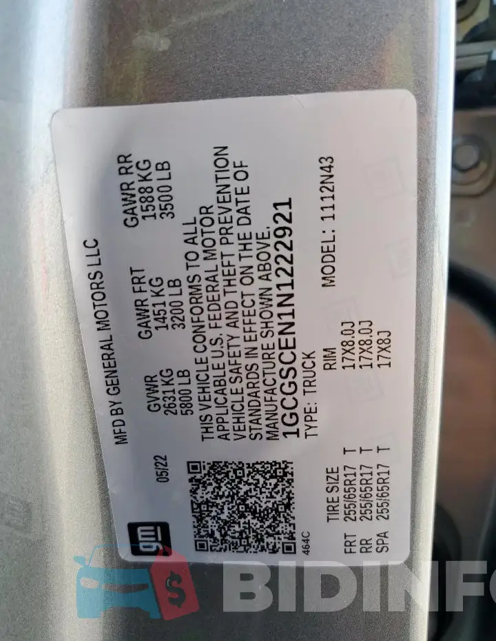 1GCGSCEN1N1222921 Photo# 12