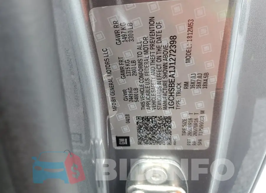 1GCHSBEA1J1272398 Photo# 12