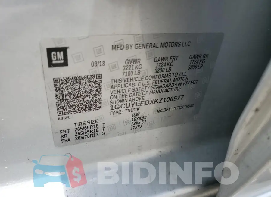 1GCUYEEDXKZ108577 Photo# 12