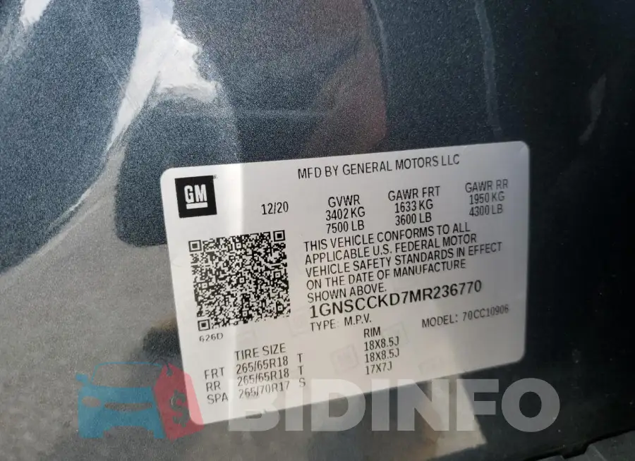 1GNSCCKD7MR236770 Photo# 13