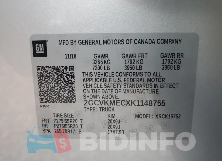 2GCVKMECXK1148755 Photo# 13