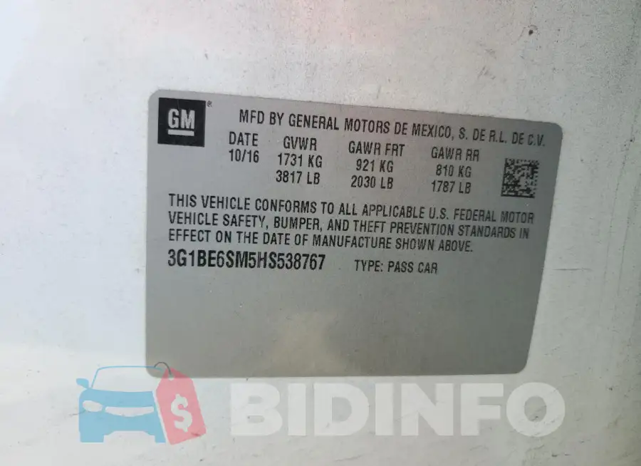 3G1BE6SM5HS538767 Photo# 12