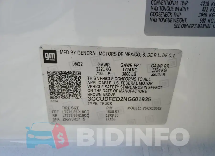 3GCUDFED2NG601935 Photo# 13