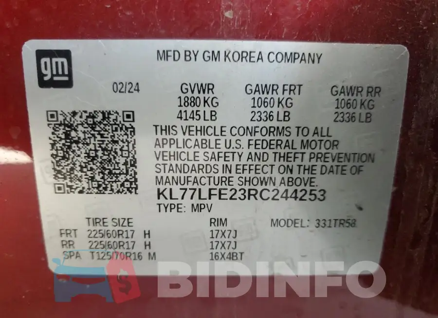 KL77LFE23RC244253 Photo# 13