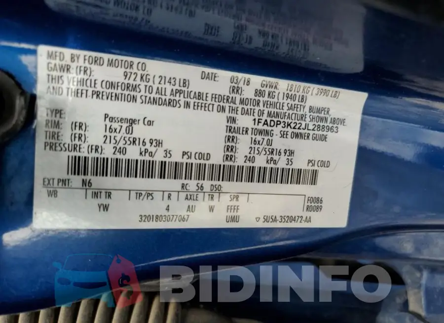 1FADP3K22JL288963 Photo# 12