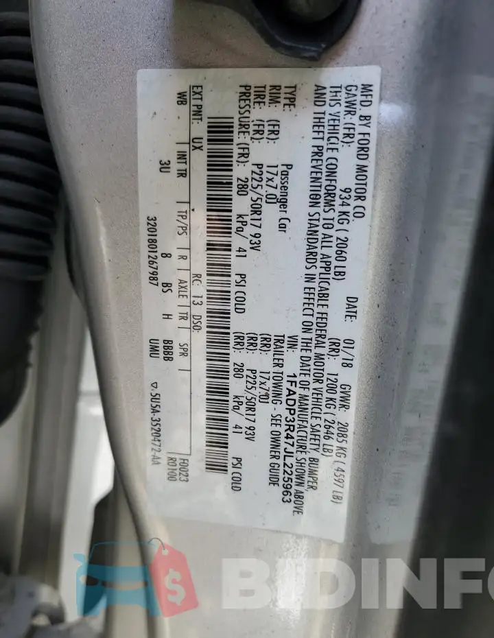 1FADP3R47JL225963 Photo# 12