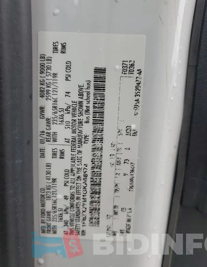 1FBZX2YM1GKA68574 Photo# 13