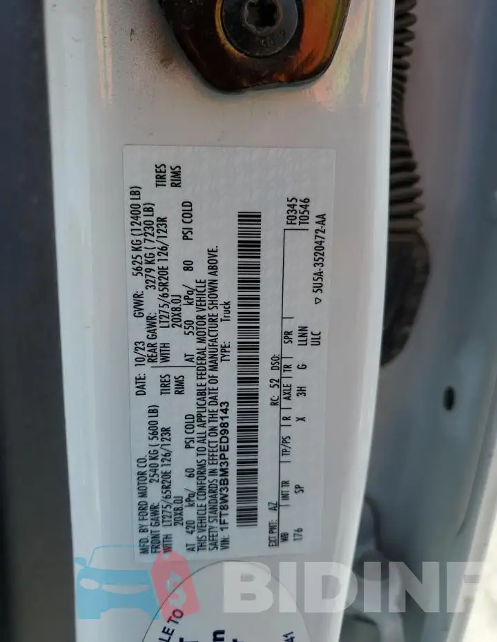 1FT8W3BM3PED98143 Photo# 12