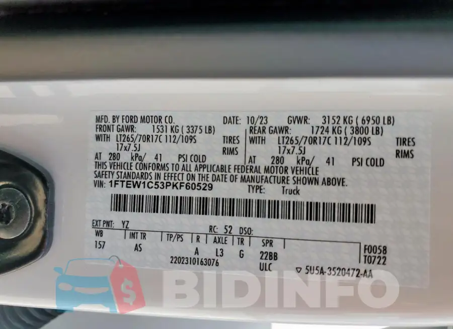 1FTEW1C53PKF60529 Photo# 12