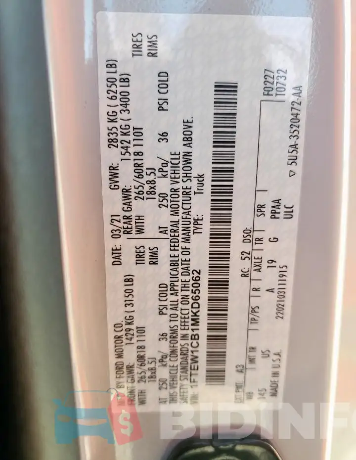 1FTEW1CB1MKD65062 Photo# 14