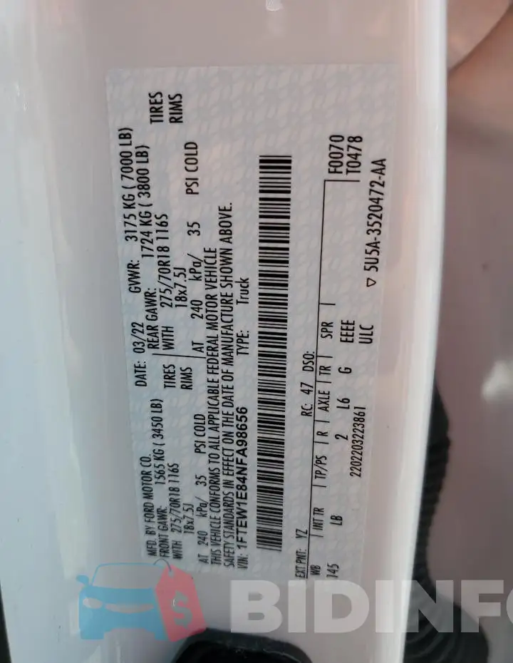 1FTEW1E84NFA98656 Photo# 12