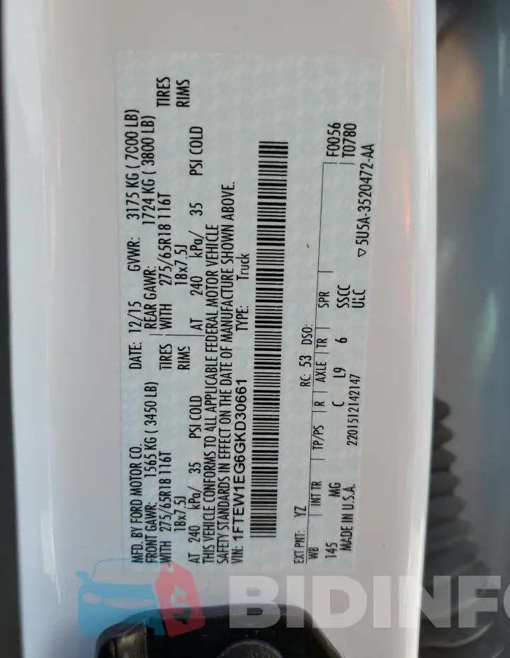 1FTEW1EG6GKD30661 Photo# 12