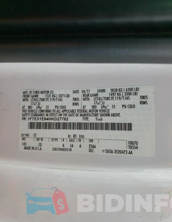 1FTEX1E84HKD27782 Photo# 13