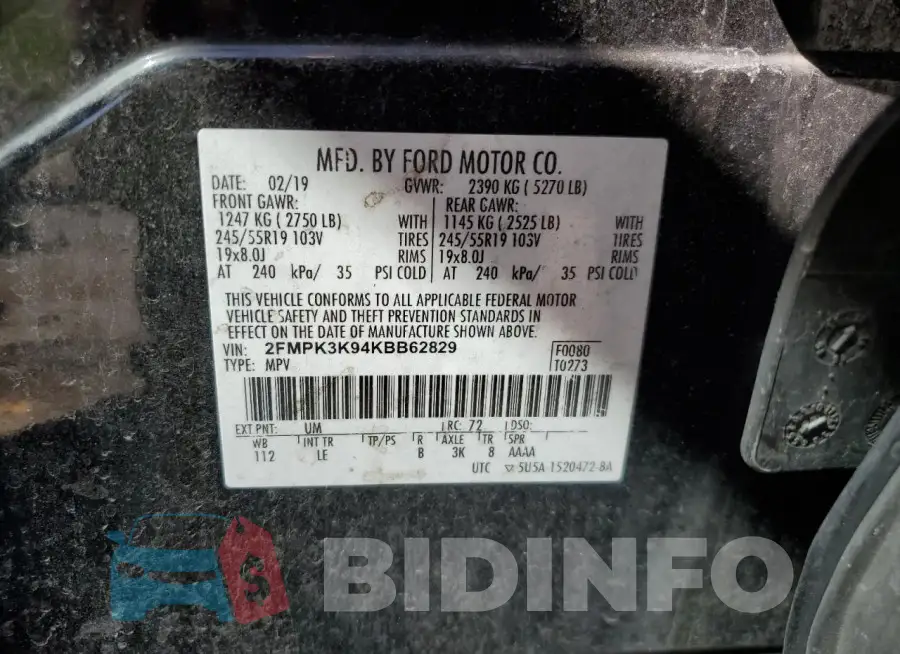 2FMPK3K94KBB62829 Photo# 14