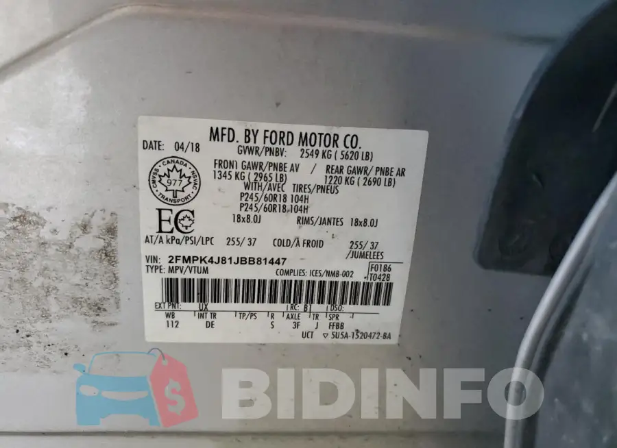 2FMPK4J81JBB81447 Photo# 14