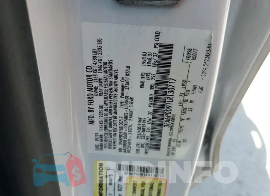 3FA6P0D91LR130717 Photo# 12