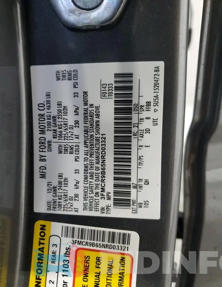 3FMCR9B65NRD03321 Photo# 13
