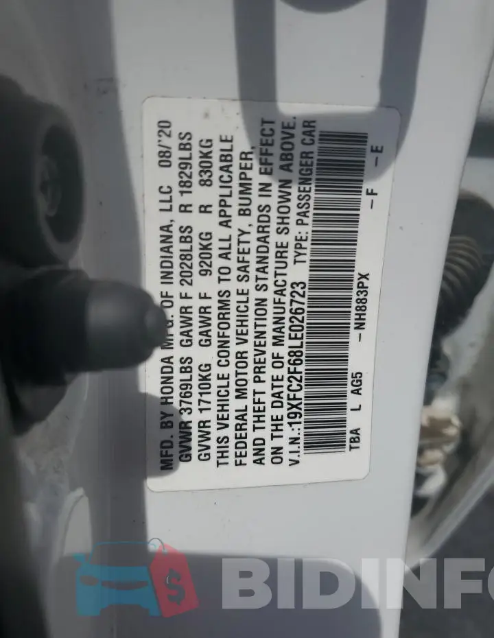19XFC2F68LE026723 Photo# 13