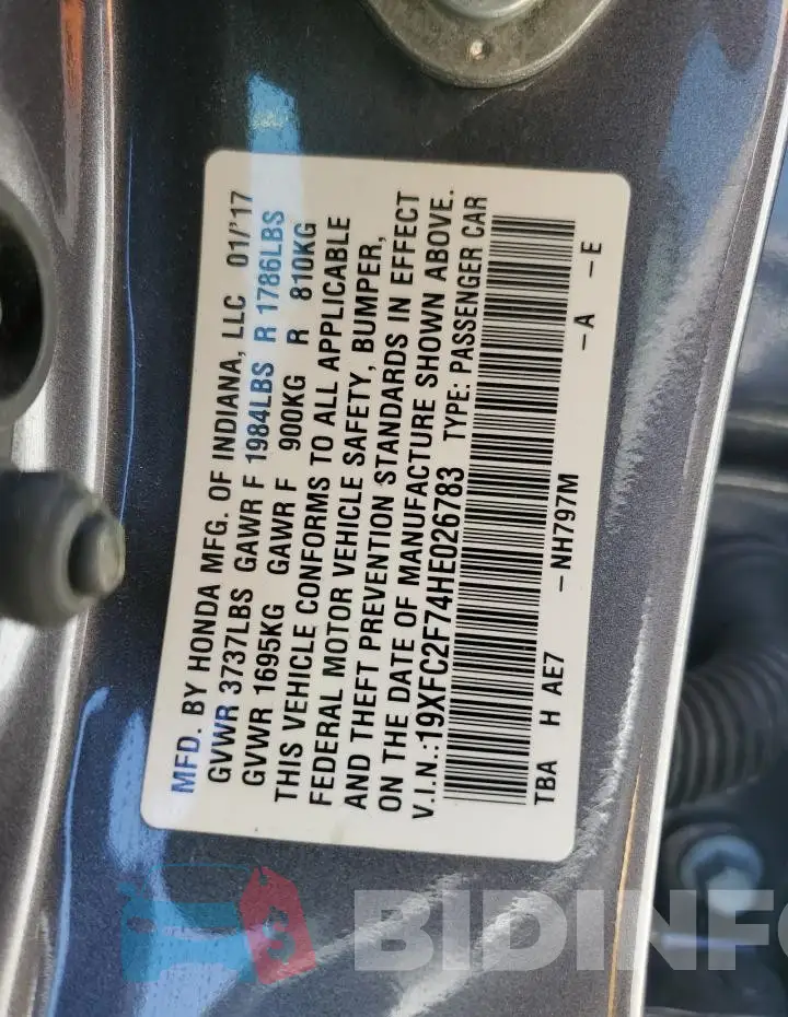 19XFC2F74HE026783 Photo# 13