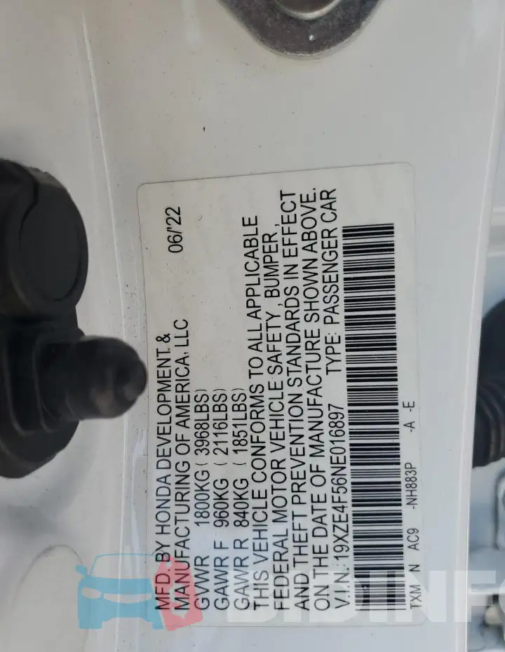 19XZE4F56NE016897 Photo# 12