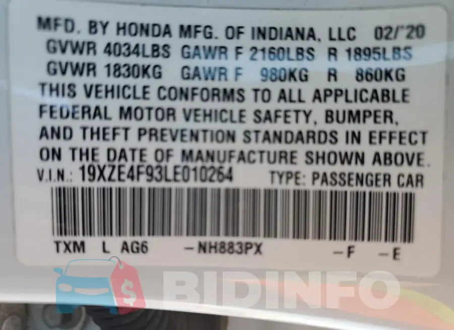 19XZE4F93LE010264 Photo# 12