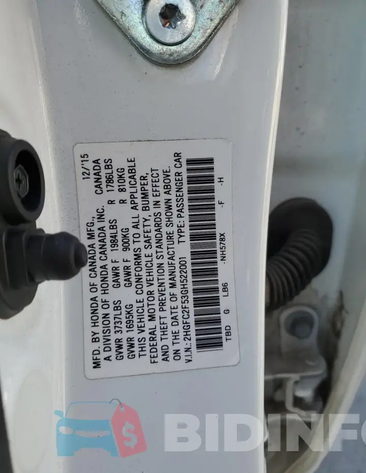 2HGFC2F53GH522001 Photo# 12
