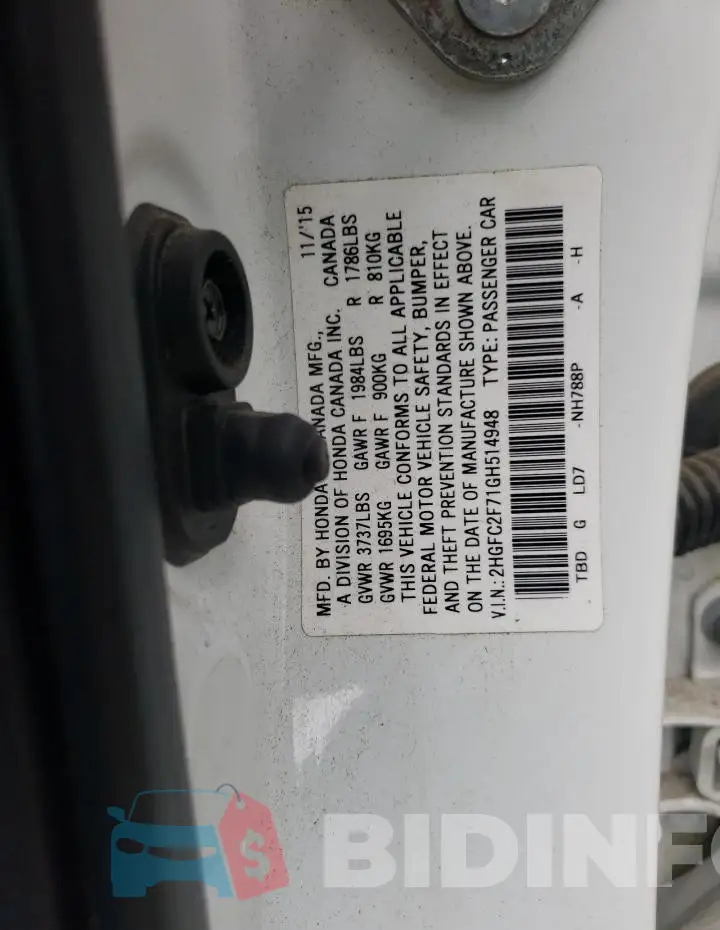 2HGFC2F71GH514948 Photo# 12