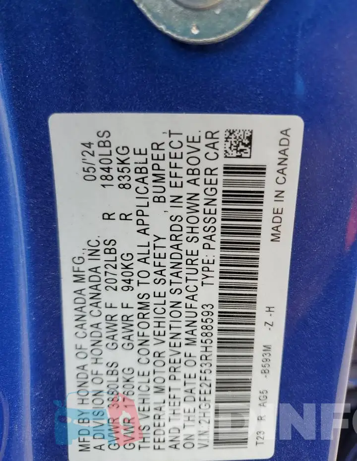 2HGFE2F53RH588593 Photo# 12
