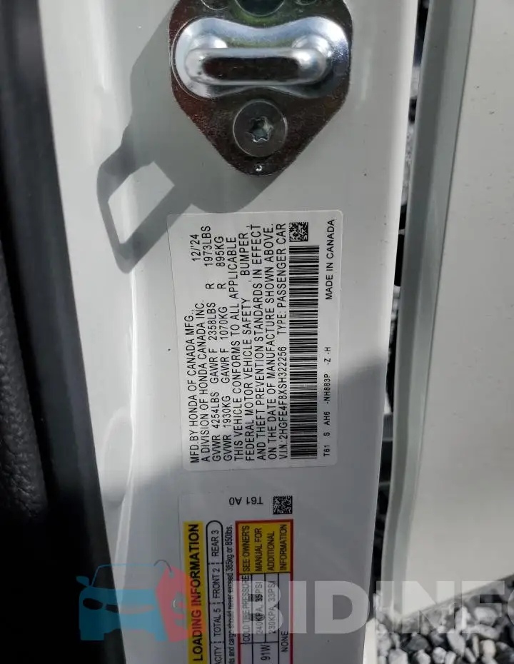 2HGFE4F8XSH322256 Photo# 12