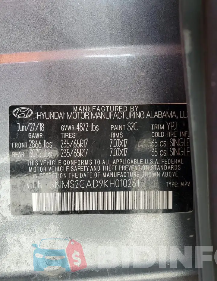 5NMS2CAD9KH010261 Photo# 13