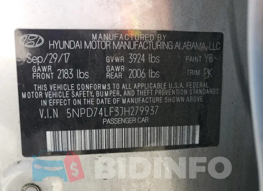 5NPD74LF3JH279937 Photo# 12