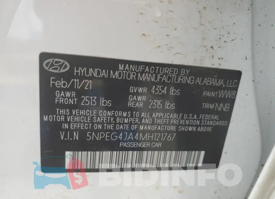 5NPEG4JA4MH121767 Photo# 12