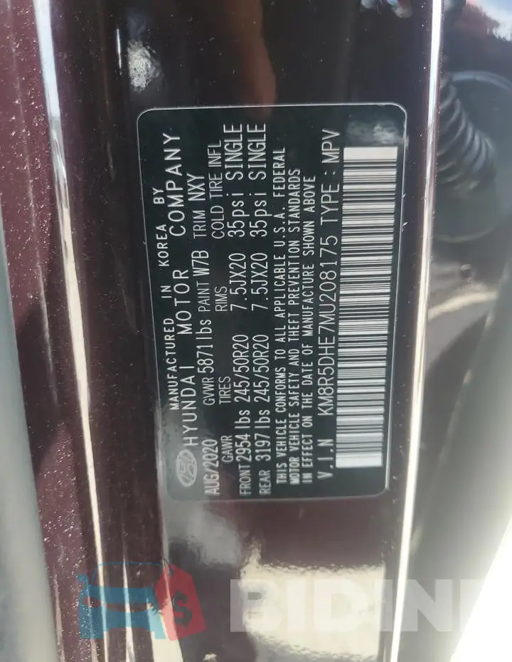 KM8R5DHE7MU208175 Photo# 12