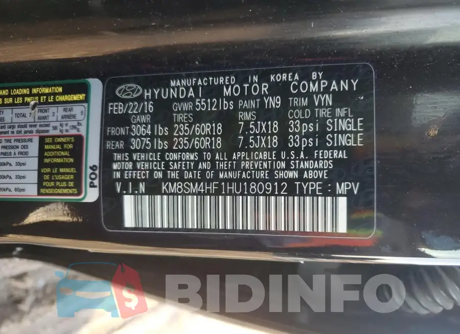 KM8SM4HF1HU180912 Photo# 14