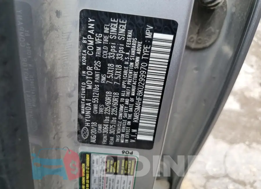 KM8SM4HF8KU299970 Photo# 13