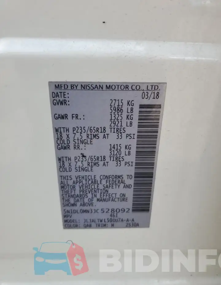 5N1DL0MN3JC528092 Photo# 12
