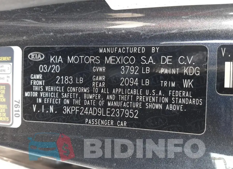 3KPF24AD9LE237952 Photo# 12