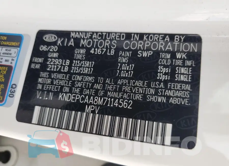 KNDEPCAA8M7114562 Photo# 13