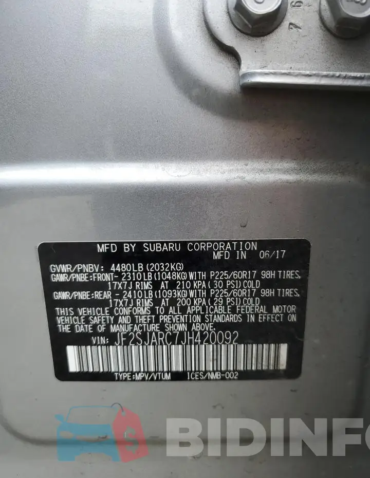 JF2SJARC7JH420092 Photo# 14