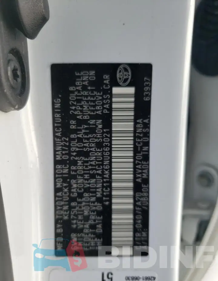 4T1C11AK6NU663021 Photo# 13