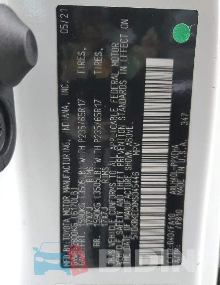 5TDKRKECXMS045446 Photo# 13