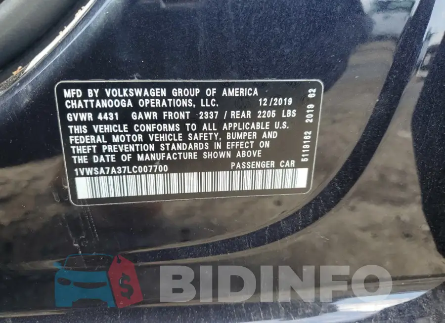 1VWSA7A37LC007700 Photo# 12