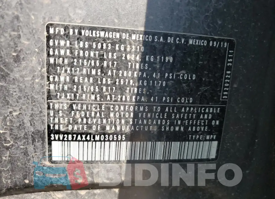 3VV2B7AX4LM030595 Photo# 12