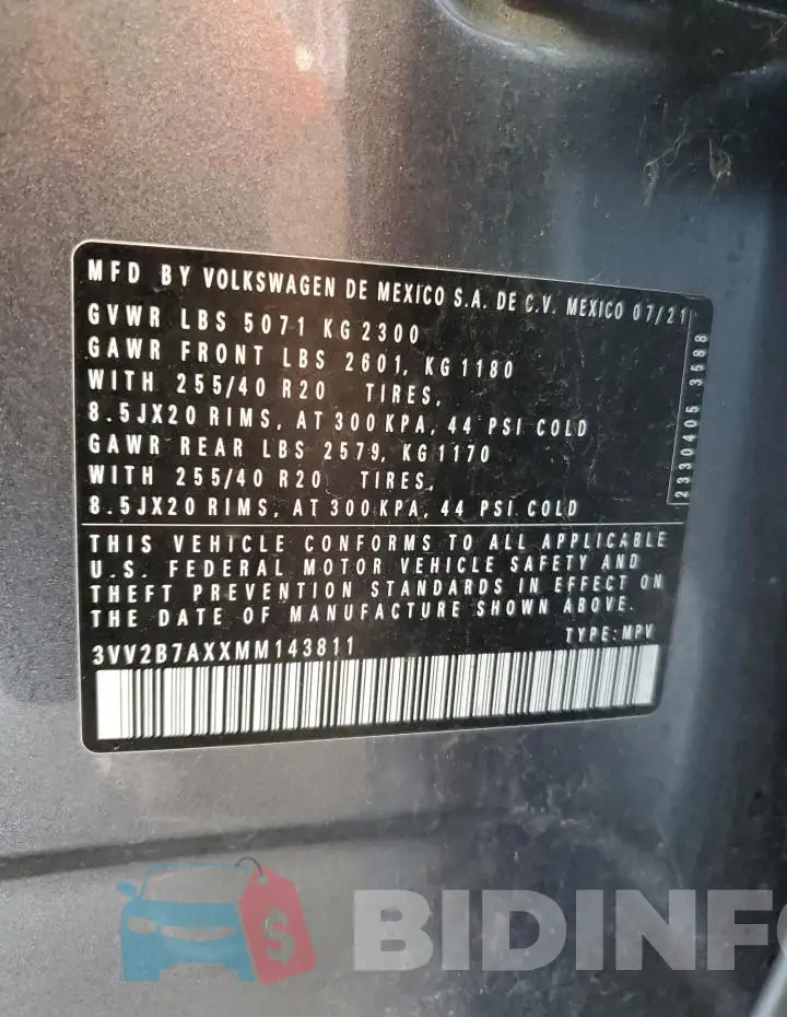 3VV2B7AXXMM143811 Photo# 13