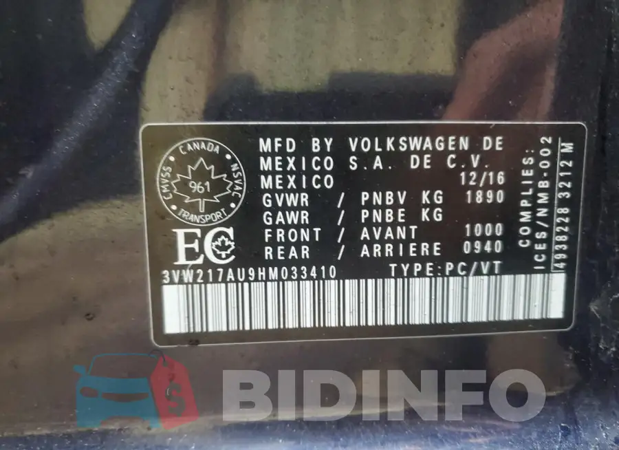 3VW217AU9HM033410 Photo# 12