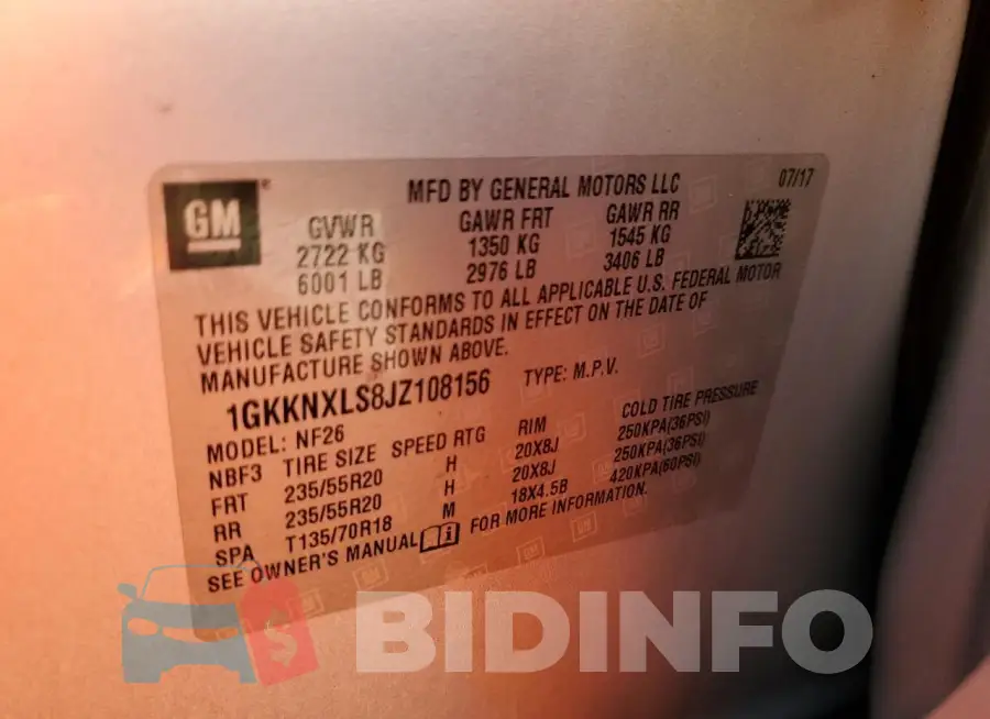 1GKKNXLS8JZ108156 Photo# 13